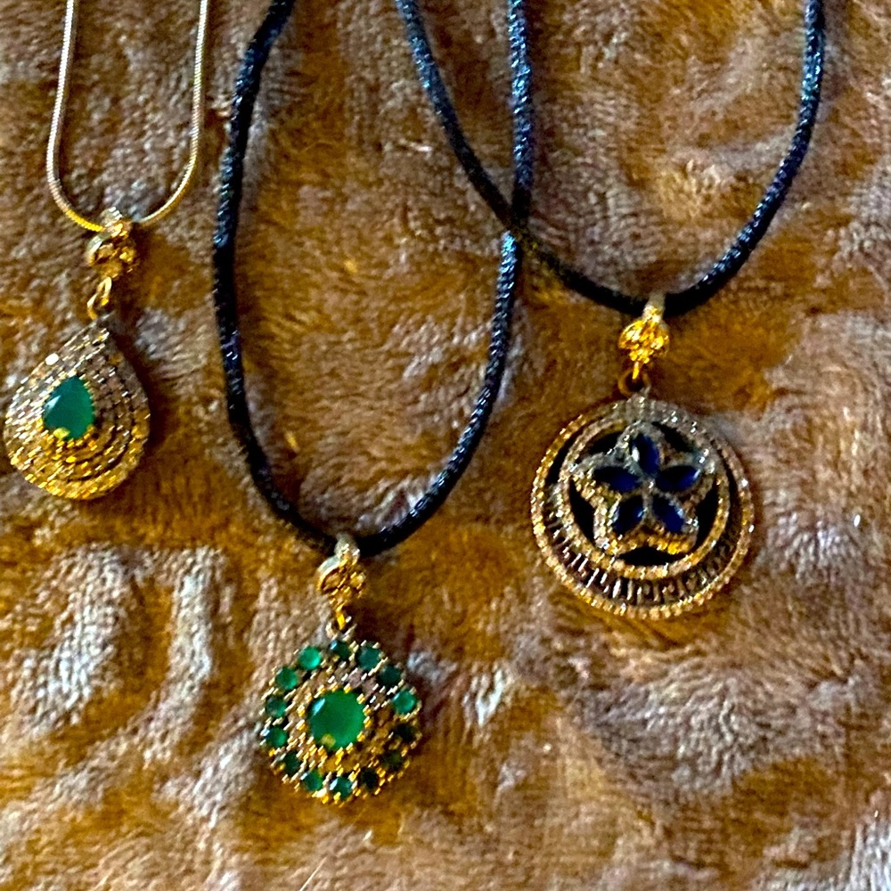 One of a kind Sterling and yellow gold natural gem stones